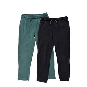 HANNA ANDERSSON Ribbed Knit Pull On Pants Lot Size 8 130 Boys Black Green Cotton